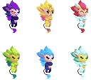 Pixel art animated sprites of upright lion-like creatures hovering.
