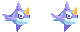  Pixel art sprite of a little lilac shark with idle and swimming animations.